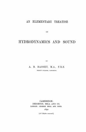 An elementary treatise on hydrodynamics and sound