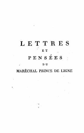 Lettres et pensees du marechal prince de Ligne