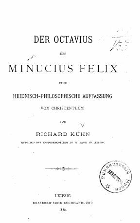 Der Octavius des Minucius Felix
