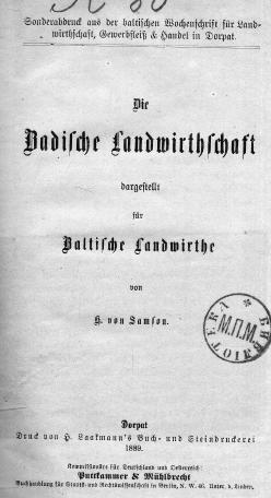 Die Badische Landwirthschaft
